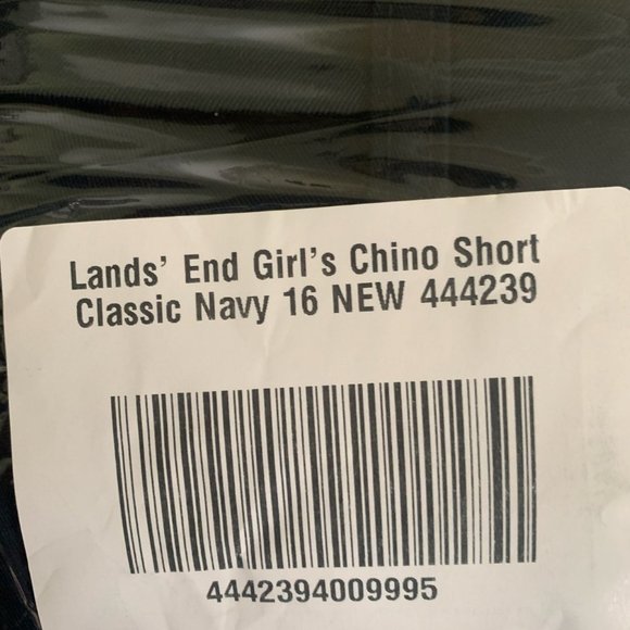 NWT LANDS' END GIRL'S PLAIN FRONT STAIN RESISTANT CHINO SHORTS CLASSIC NAVY - Picture 13 of 14